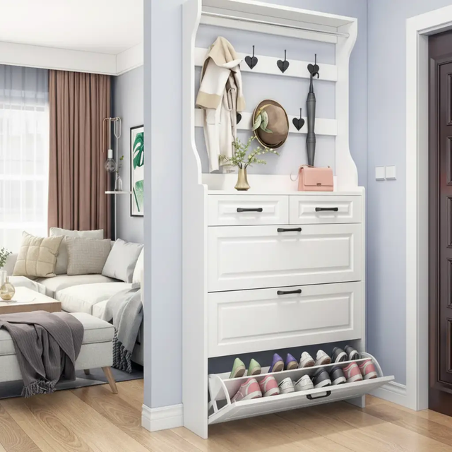 Hallway Cabinet - Multi-Function Shoe Storage with Coat Rack 220cm Furniture Storage Cabinets & Lockers