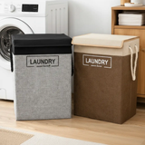 Laundry Basket - Sweet Home Foldable with Lid Cotton Linen 56x30x42cm Home & Garden Laundry Baskets