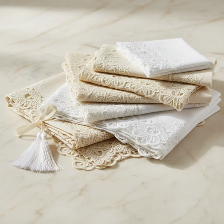 Lace Embroidered Table Runner with Tassels Home Decor Table Runners