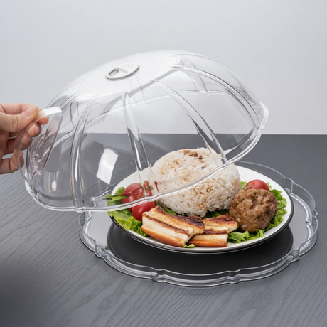Microwave Splatter Cover with Transparent Base Plate Acrylic BPA-Free Steam Vent Kitchen & Dining Microwave Oven Accessories