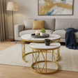 Round Marble-Effect Nesting Coffee Tables with Gold Frame (Set of 2) Coffee Table Coffee Tables