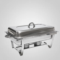 Chafing Dish - 11L Stainless Steel 2-Pan Buffet Food Warmer with Lid Fuel Holders Kitchen & Dining Chafing Dishes