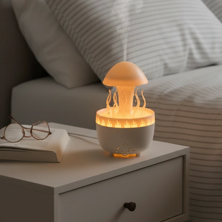 Jellyfish Rotating Mushroom Aromatherapy Cool Mist Humidifier Night Light Essential Oil Diffuser Remote Control Timer Auto Off Home & Garden Humidifiers