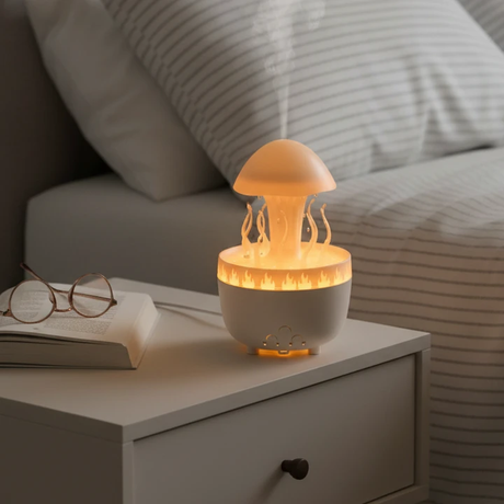 Jellyfish Rotating Mushroom Aromatherapy Cool Mist Humidifier Night Light Essential Oil Diffuser Remote Control Timer Auto Off Home & Garden Humidifiers
