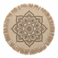 Table Mats - Set of 6 Mandala Design with Fringe Kitchen & Dining Placemats
