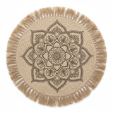 Table Mats - Set of 6 Mandala Design with Fringe Kitchen & Dining Placemats