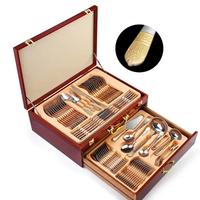 Cutlery Set - Luxurious 72-Piece Stainless Steel Gold Service for 12 Kitchen & Dining Flatware Sets