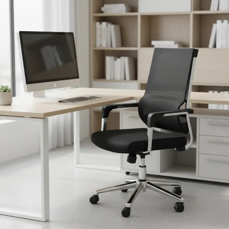 Mid-Back Mesh Office Chair with Footrest Office Chairs