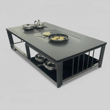 Coffee Table - Modern with Built-in Hot Pot & Grilling Station Furniture Activity Tables