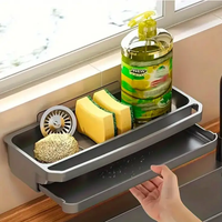 Sink Caddy - Wall-Mounted No-Drill ABS with Drip Tray and Towel Bar Kitchen & Dining Sink Caddies