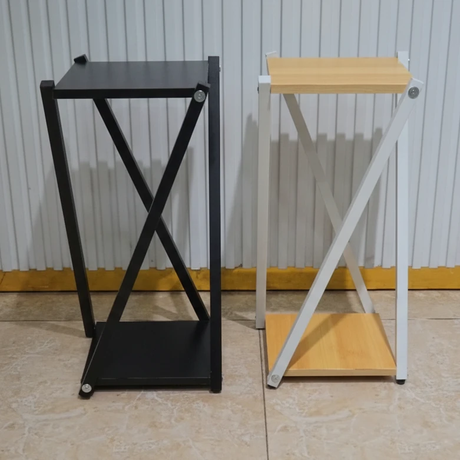 2-Tier Wooden Flower Stand with Metal Frame X-Design Home & Garden Plant Stands