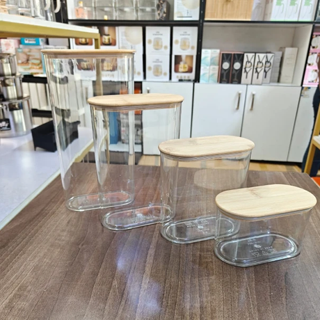 4-Piece Acrylic Storage Container Set with Bamboo Lids Kitchen & Dining Food Storage Containers