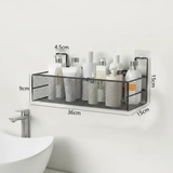 Large Black Mesh Wall Shelf Self-Adhesive No-Drill 36x15x15cm Bathroom Kitchen Home & Garden Wall-Mounted Caddies