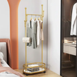 Clothes Rack - Gold Metal Rolling Garment Rail with Bottom Basket 174cm Furniture Garment Racks
