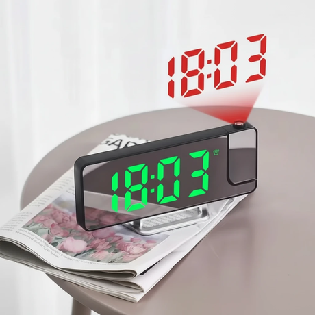 180° Rotation Projection LED Digital Alarm Clock Mirror Display USB Dual Alarm Snooze Wall Ceiling Time Humidity Rainbow Green Home & Garden Alarm Clocks
