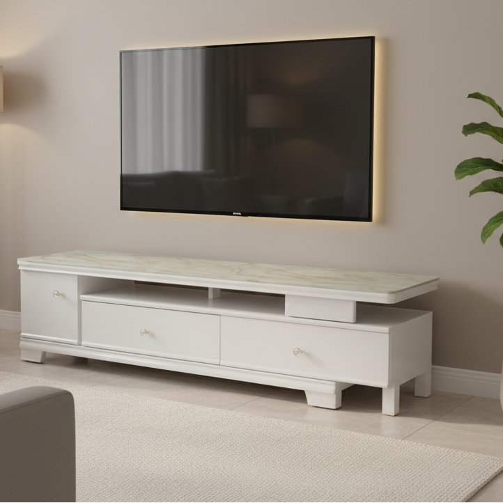 Jade Marble-Top TV Stand with Drawers Entertainment Centers & TV Stands