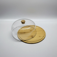 Cake Stand - High Quality Bamboo Base with Acrylic Dome Cover Kitchen & Dining Cake Stands