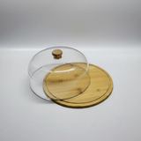 Cake Stand - High Quality Bamboo Base with Acrylic Dome Cover Kitchen & Dining Cake Stands