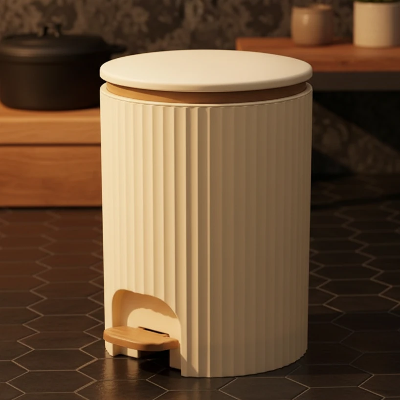 Foot Pedal Trash Can with Ribbed Design 10L Plastic Dustbin Home & Garden Trash Cans