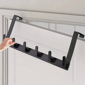 Heavy-Duty Over-The-Door Rack with 5 Hooks Black Metal Home & Garden Closet Organizers