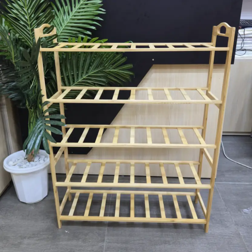 Shoe Rack - 5 Layer Bamboo Entryway Plant Stand 50x24x86cm Natural Furniture Shoe Racks