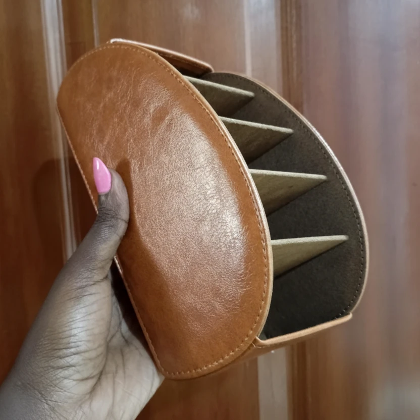 PU Leather Remote Control Holder 5-Compartment Storage Organizer Home & Garden Household Storage Caddies