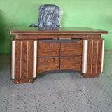 Office Desk - Executive Solid Wood with 4 Drawers and Curved Pedestal Base Walnut Furniture Desks