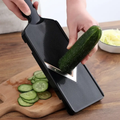 Vegetable Slicer - Wide Blade Japanese Mandoline Shredder with Stainless Steel V-Blade and Finger Guard Black Kitchen & Dining Mandoline Slicers