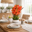Artificial Gladiolus Flowers in White Ceramic Pot Tabletop Arrangement Home & Garden Artificial Flowering Plants