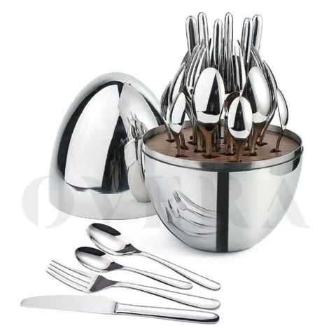 36-Piece Executive Egg-Shaped Cutlery Set Gold with Storage Case Kitchen & Dining Flatware Sets
