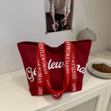 Gentlewoman Large Canvas Tote Bag Bold Script Print Lettered Shoulder Straps White Black Red Navy Khaki Baby Blue Bags & Accessories Tote Bags
