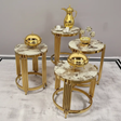 Nesting Tables - 3-in-1 Nordic Marble Top with Gold Metal Arch Base Set of 3 Furniture End Tables
