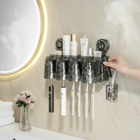 4-Cup Wall Mounted Toothbrush Holder Toothpaste Dispenser Glacier Pattern 33x19.5x11.5cm Home & Garden Toothbrush Holders