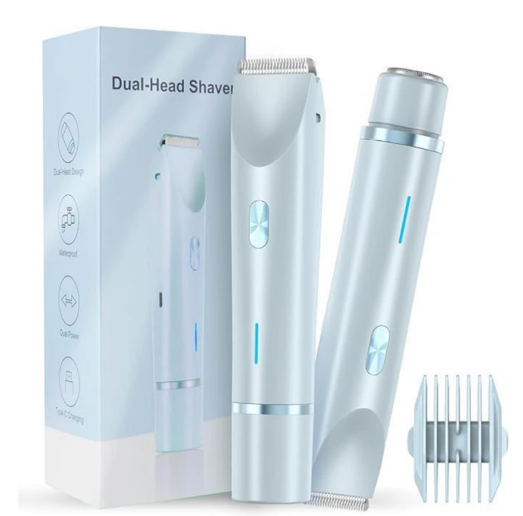 Dual Head Shaver - Rechargeable Waterproof Hair Remover Bags & Accessories Foil Electric Razors
