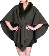 Faux Fur Collar Cape Shawl Cardigan Fashion Accessories Capes