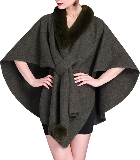 Faux Fur Collar Cape Shawl Cardigan Fashion Accessories Capes