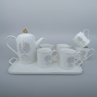 8 Piece Luxurious Breakfast Tea Set with Gold Accents Kitchen & Dining Tea Sets