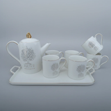 8 Piece Luxurious Breakfast Tea Set with Gold Accents Kitchen & Dining Tea Sets