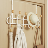 Heavy Duty Over-The-Door Rack 51x23cm 10 Wood Ball Hooks White Metal Coat Hat Towel Organizer Home & Garden Garment Racks