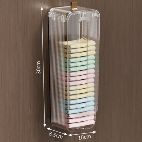 Wall Mounted Underwear Socks Organizer Box 10x8.5x30cm Transparent Ribbed Acrylic Space Saving Home & Garden Closet Organizers