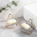 Soap Dish - Light Luxury Clear Acrylic Gold Iron Stand 13x11x11cm Home & Garden Soap Dishes & Holders