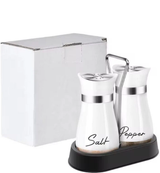 Glass Salt and Pepper Shaker Set with Chrome Holder and Stand Kitchen & Dining Shaker Sets