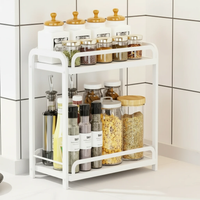 2-Tier Steel Mesh Kitchen Countertop Storage Rack U-Bar Rail Black White 40x25x35cm Kitchen & Dining Spice Organizers