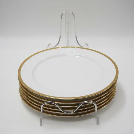 Dinner Plate Set - 6-Piece White Ceramic Gold Rim 10.5 inch Charger Plates Kitchen & Dining Plates