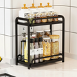 2-Tier Steel Mesh Kitchen Countertop Storage Rack U-Bar Rail Black White 40x25x35cm Kitchen & Dining Spice Organizers