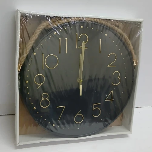 Wall Clock - Quartz 30cm Diameter with Gold Ring Home Decor Wall Clocks