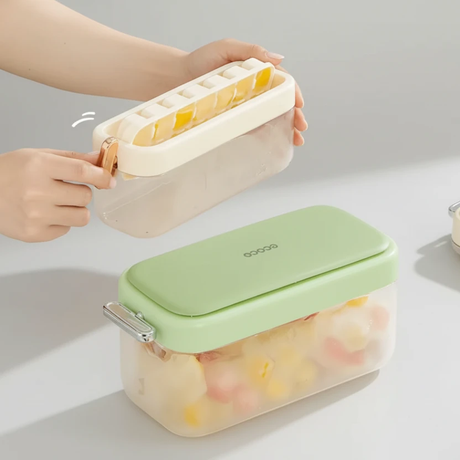 21-Grid Ice Cube Maker with Lid Scoop and Storage Box Press-Type Tray Kitchen & Dining Ice Cube Trays
