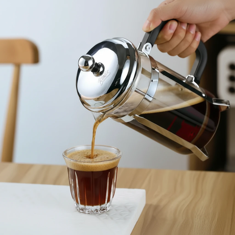 Jinmeilai Glass French Press Coffee Maker 850ml Chrome Dome Lid Mesh Plunger Filter Black Handle Kitchen & Dining French Presses