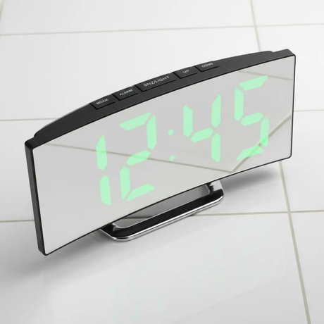 7" Curved Mirror LED Digital Alarm Clock USB Battery Snooze Night Light 12/24Hr Green Red White Home & Garden Alarm Clocks