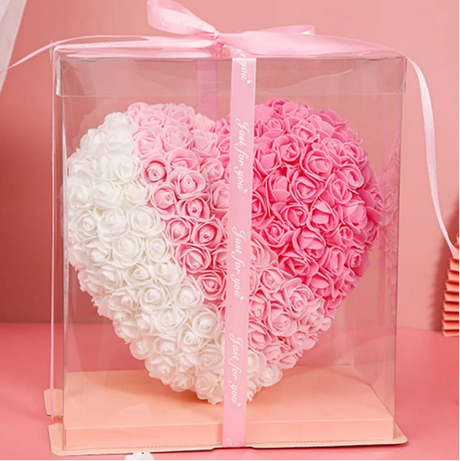 25cm Heart Roses Artificial Flowers Decoration Romantic Gift with Display Box Home & Garden Artificial Flowering Plants